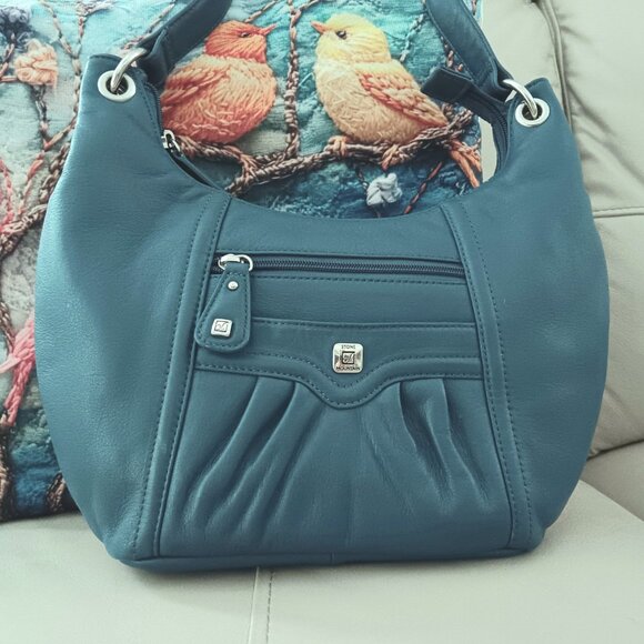 LIKE NEW 💥 STONE MOUNTAIN TEAL BLUE HOBO SHOULDER BAG 💥 BEAUTIFUL! - Picture 2 of 15